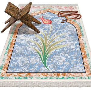 Tulip Mihrab Soft Padded Prayer Rug | Cotton Layer Janamaz | Anti Slip Backing Bamboo Cotton Prayer Mat | Islamic Gifts