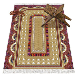Al Andalus 2 Soft Padded Prayer Rug | Cotton Layer Janamaz | Anti Slip Backing Bamboo Cotton Prayer Mat | Islamic Gifts