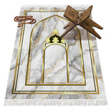 Gold Mihrab Soft Padded Prayer Rug | Cotton Layer Janamaz | Anti Slip Backing Bamboo Cotton Prayer Mat | Eid Gifts