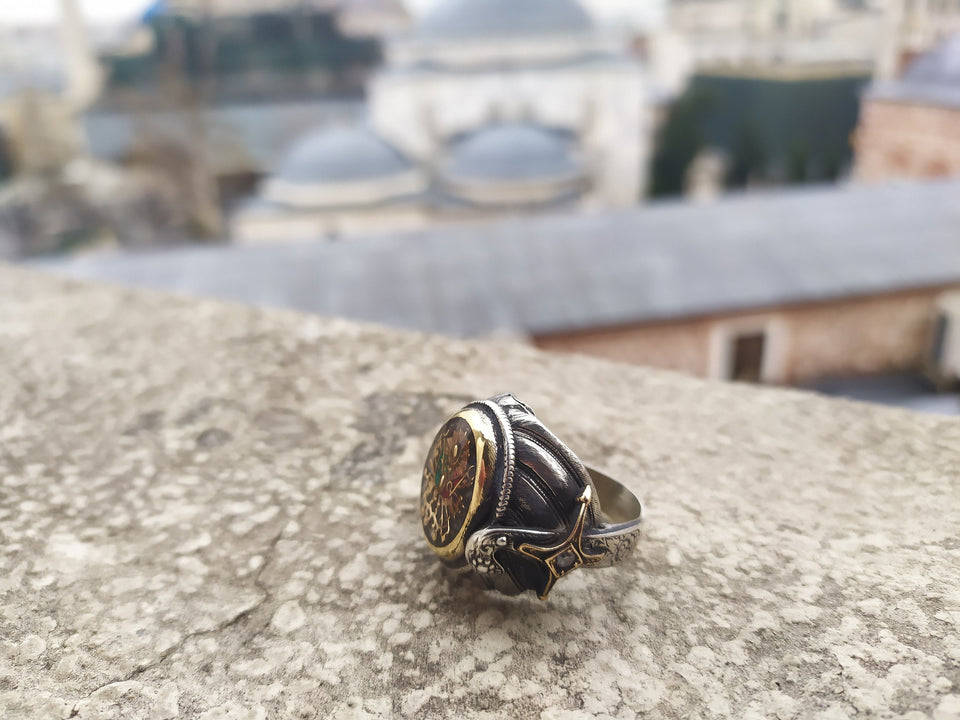 Conquest Ring 002, Ottoman Ring, Fatih Ring, 925 Sterling Silver Mens Ring, Sultan Mehmed Ring, Signet Ring, Sultans Collection Unique Ring