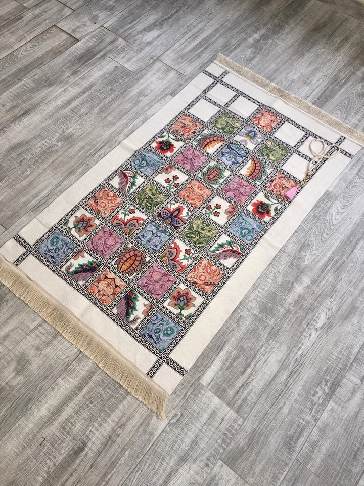 Prayer Mat | Ultra Lux Chenille Prayer Rug | Woven Sajdah | Musalla | Janamaz | Unique Islamic Gift | White Authentic Prayer Mat - islamicbazaar