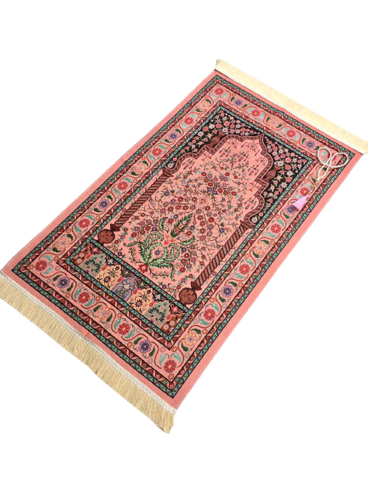 Little Flowers Prayer Mat, Pink Prayer Mat with Tasbeeh, Prayer Rug, Muslim Janamaz, Namaz Rug, Musallah, Islamic Gift