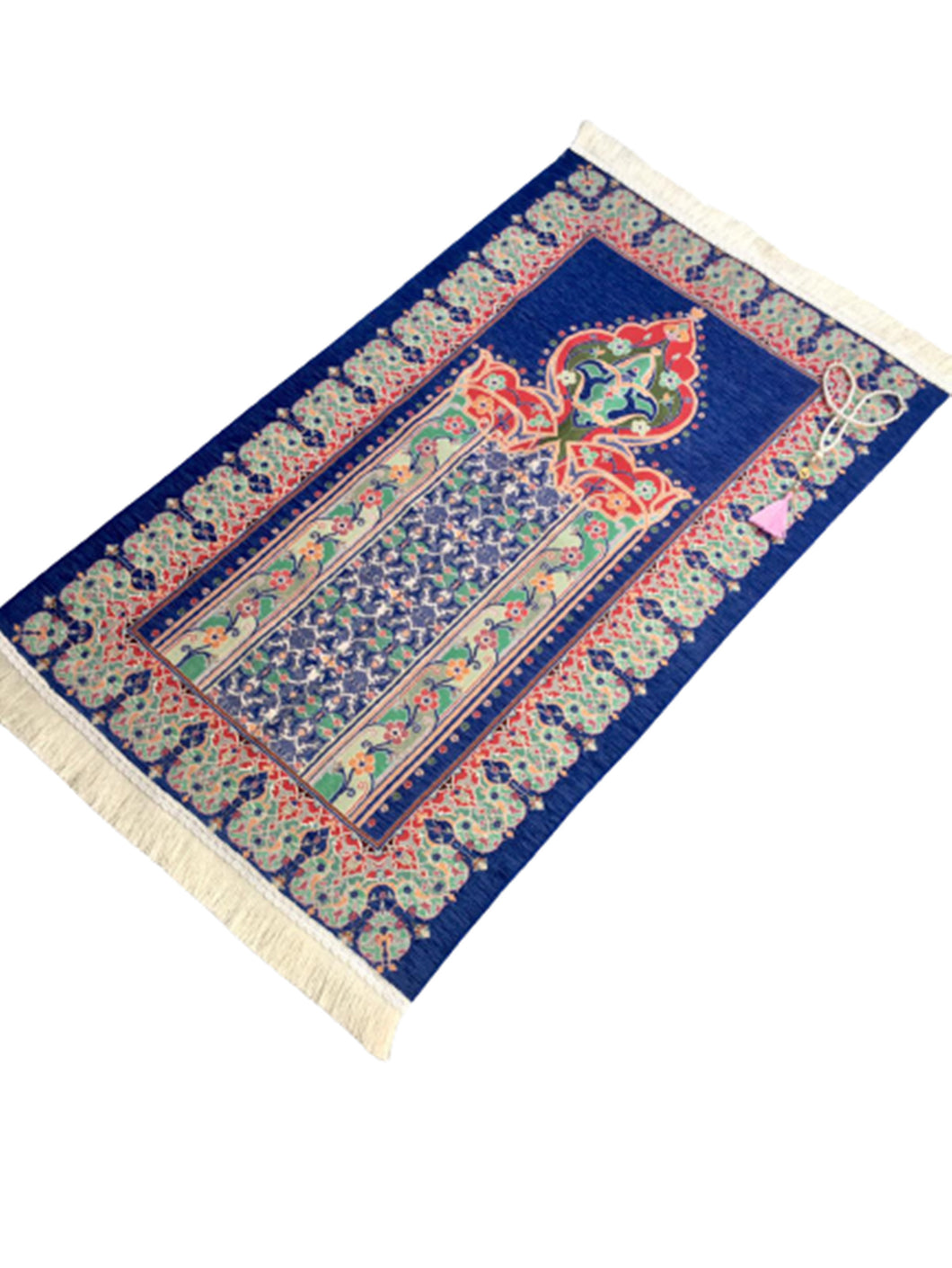 Prayer Mat | Ultra Lux Chenille Prayer Rug | Woven Sajdah | Musalla | Janamaz | Unique Islamic Gift | Blue Flower Arrow Prayer Mat