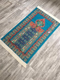 Prayer Mat | Ultra Lux Chenille Prayer Rug | Woven Sajdah | Musalla | Janamaz | Unique Islamic Gift | Turquoise Flower Arrow Prayer Mat - islamicbazaar