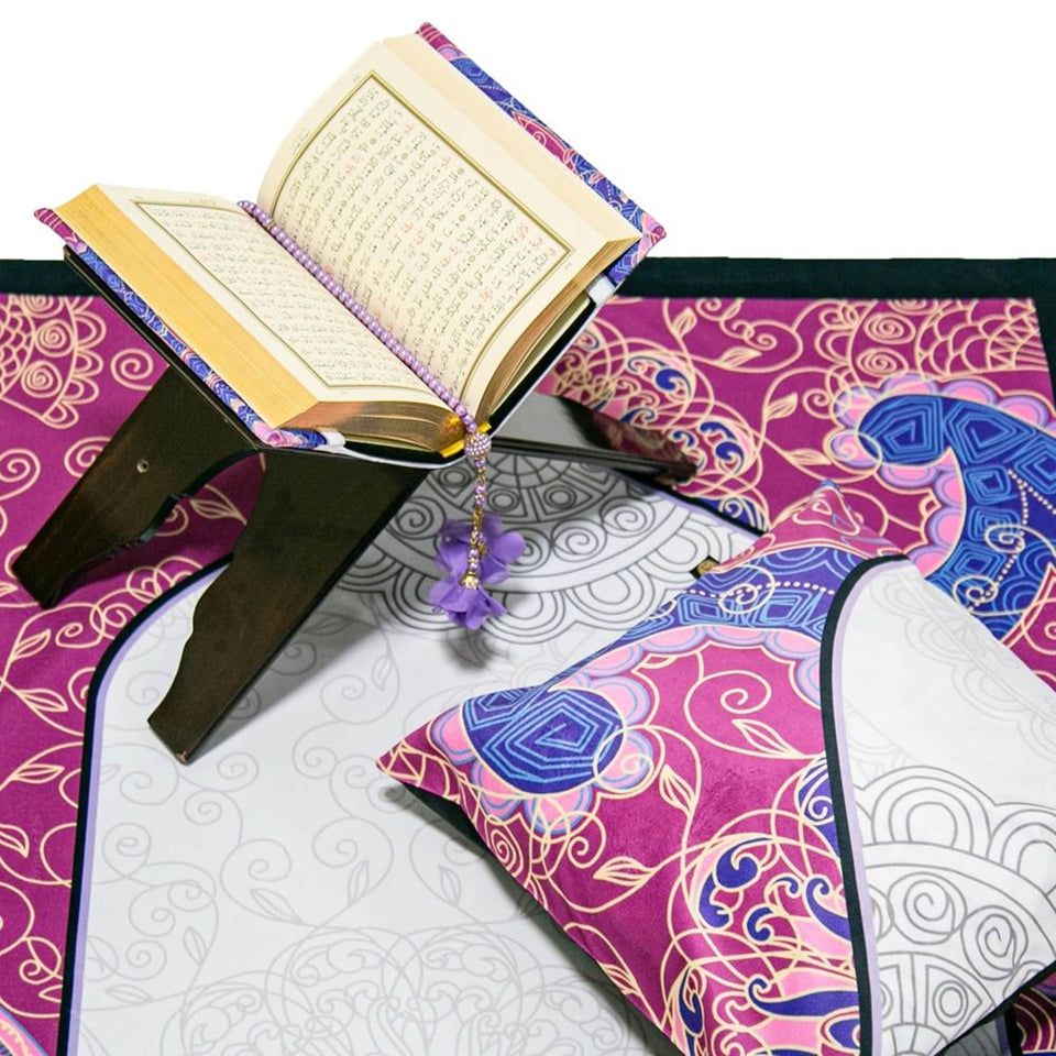 Special Prayer Mat Set Gift For Mom | Quran | Sajadah | Pillowcase | 33 Bead Pearl | Islamic Gift | Personalized Gift | Tasbeeh Sejadah Set