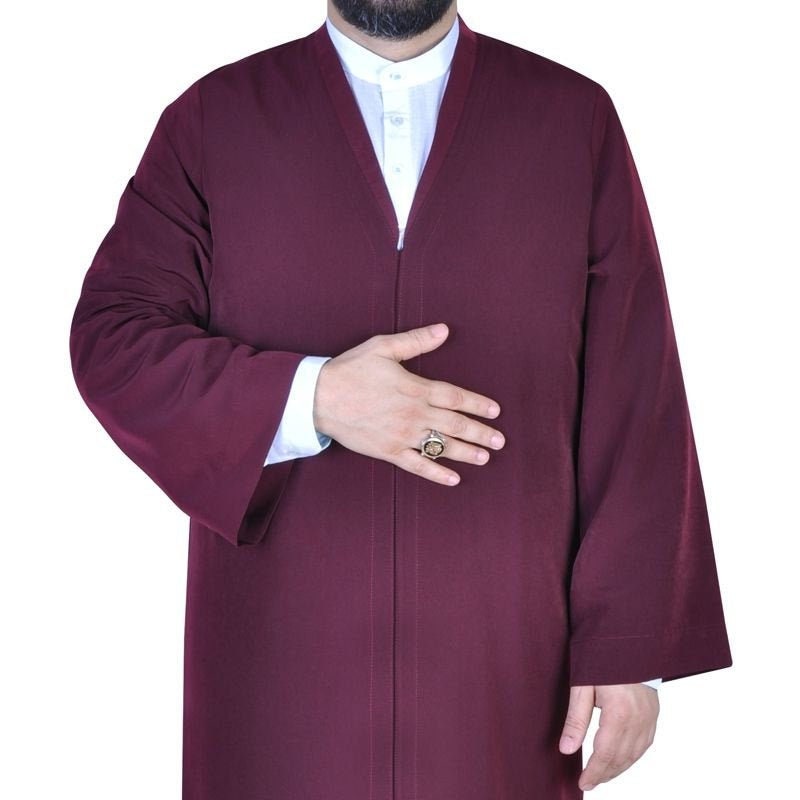 Claret red Cubbe Jubbah S، M، L، XL، XXL Plain Mens Men، White Thobe، Galabiyya، Jubbah، Islam Wear، Muslim Long Kurta، لباس مسلمان