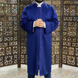 S, M, L Navy Blue Thobe with Bordures, Galabiyya, Jubbah Islamic Wear, Prayer Jubbah, Gift for Him