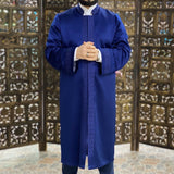 S, M, L Navy Blue Thobe with Bordures, Galabiyya, Jubbah Islamic Wear, Prayer Jubbah, Gift for Him