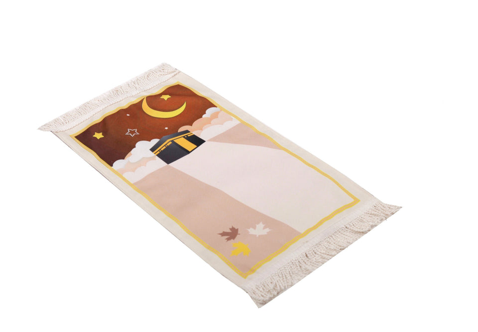 Personalized Prayer Mat for Kids, Autumn in Mecca Praying Rug for Children, Educational Prayer Mat, Janamaz Muslim Child, First Prayer Rug