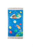 Personalized Prayer Mat for Kids, Blue Space Islamic Praying Rug for Children, Educational Prayer Mat, Janamaz Muslim Child First Prayer Mat
