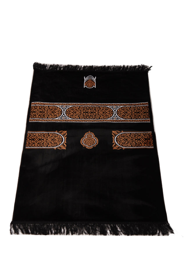 Orange Black Kaaba Curtain Kiswah Sejadah, Prayer Mat, Prayer Rug, Muslim Gifts for Women, Personalized Gift, Eid Gifts, Islamic Home Decor