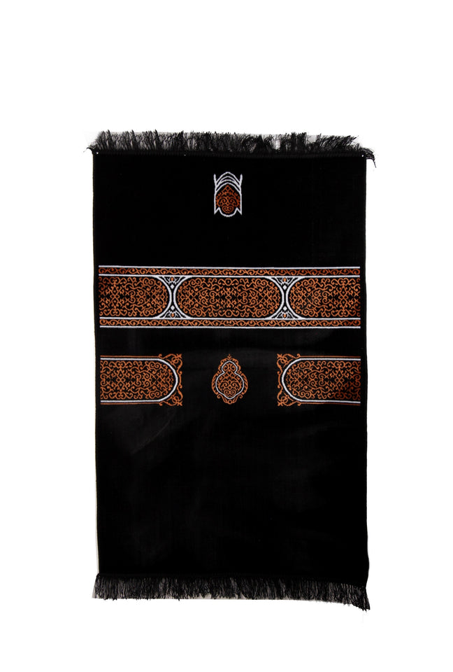 Orange Black Kaaba Curtain Kiswah Sejadah, Prayer Mat, Prayer Rug, Muslim Gifts for Women, Personalized Gift, Eid Gifts, Islamic Home Decor