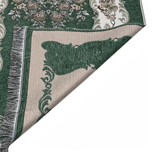 Dark Green Lux Roses Islamic Prayer Rug, Portable Sejadah, Travel Prayer Rug, Salat Musallah Sejadah Janamaz