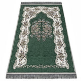Dark Green Lux Roses Islamic Prayer Rug, Portable Sejadah, Travel Prayer Rug, Salat Musallah Sejadah Janamaz