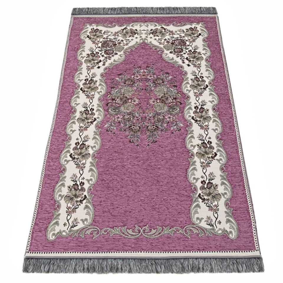 Pink Lux Roses Islamic Prayer Rug, Portable Sejadah, Travel Prayer Rug, Salat, Musallah, Sejadah, Janamaz