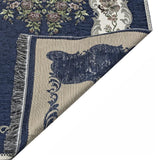 Navy Blue Lux Roses Islamic Prayer Rug, Portable Sejadah, Travel Prayer Rug, Salat Musallah Sejadah Janamaz