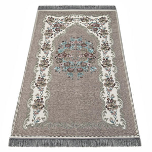 Beige Brown Lux Roses  Islamic Prayer Rug, Portable Sejadah, Travel Prayer Rug, Salat Musallah Sejadah Janamaz