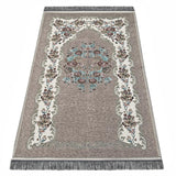 Beige Brown Lux Roses  Islamic Prayer Rug, Portable Sejadah, Travel Prayer Rug, Salat Musallah Sejadah Janamaz