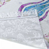 Thin Cotton Green Islamic Prayer Rug, Blue Tulip Motiff Janamaz Musallah Sesallah Sejadah Carpet Muslim Seccade Islam Sajadah