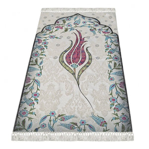 Thin Cotton Islamic Prayer Rug, Fuchsia Tulip Motiff Janamaz Musallah Sesallah Sejadah Carpet Muslim Seccade Islam Sajadah