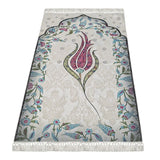 Thin Cotton Islamic Prayer Rug, Fuchsia Tulip Motiff Janamaz Musallah Sesallah Sejadah Carpet Muslim Seccade Islam Sajadah