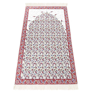 Lux Red Prayer Mat , Kutahya Flowers, Wedding Gift, Anniversary Gift, Prayer Rug, Dowries Janamaz