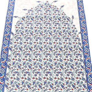 Lux Navy Blue Prayer Mat , Kutahya Flowers, Wedding Gift, Anniversary Gift, Prayer Rug, Dowries Janamaz
