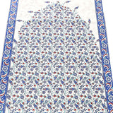 Lux Navy Blue Prayer Mat , Kutahya Flowers, Wedding Gift, Anniversary Gift, Prayer Rug, Dowries Janamaz