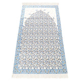 Lux Blue Prayer Mat , Kutahya Flowers, Wedding Gift, Anniversary Gift, Prayer Rug, Dowries Janamaz