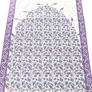 Lux Purple Prayer Mat , Kutahya Flowers, Wedding Gift, Anniversary Gift, Prayer Rug, Dowries Janamaz