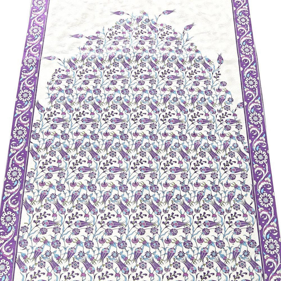 Lux Purple Prayer Mat , Kutahya Flowers, Wedding Gift, Anniversary Gift, Prayer Rug, Dowries Janamaz