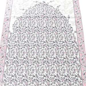 Lux Pink Prayer Mat , Kutahya Flowers, Wedding Gift, Anniversary Gift, Prayer Rug, Dowries Janamaz