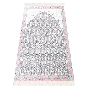 Lux Pink Prayer Mat , Kutahya Flowers, Wedding Gift, Anniversary Gift, Prayer Rug, Dowries Janamaz