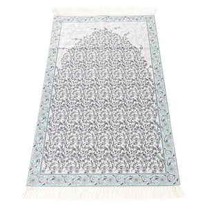 Lux Turquoise Prayer Mat , Kutahya Flowers, Wedding Gift, Anniversary Gift, Prayer Rug, Dowries Janamaz