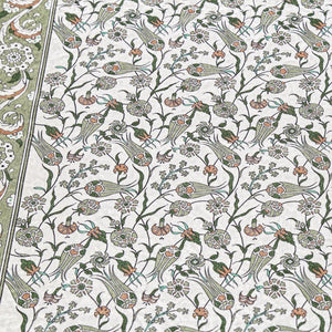 Lux Green Prayer Mat , Kutahya Flowers, Wedding Gift, Anniversary Gift, Prayer Rug, Dowries Janamaz