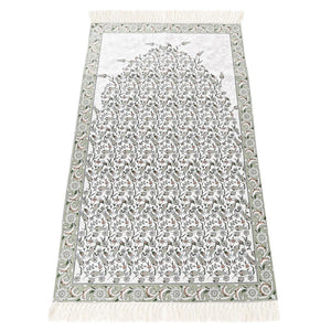 Lux Green Prayer Mat , Kutahya Flowers, Wedding Gift, Anniversary Gift, Prayer Rug, Dowries Janamaz