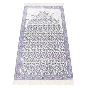 Lux Lilac Prayer Mat , Kutahya Flowers, Wedding Gift, Anniversary Gift, Prayer Rug, Dowries Janamaz