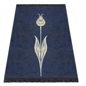 Blue Lightweighted Islamic Prayer Rug, Tulip Motiff Janamaz, Musallah, Sesallah, Sejadah, Carpet, Muslim Seccade, Islam Sajadah