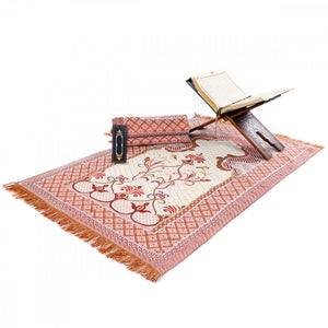 Burgundy Lux Tinsel Islamic Prayer Rug, Portable Sejadah, Travel Prayer Rug, Salat, Musallah, Sejadah, Janamaz