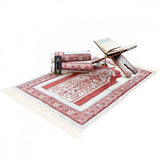 Premium Silvery Prayer Mat,  Burgundy Flowers, Wedding Gift, Anniversary Gift, Prayer Rug, Dowries Janamaz