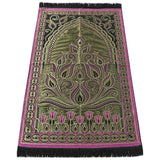 Fuchsia Gold Taffeta Lightweighted Islamic Prayer Rug, Janamaz, Musallah, Sesallah, Sejadah, Carpet, Muslim Seccade, Islam Sajadah