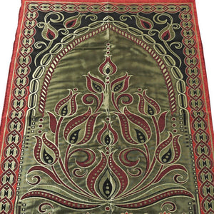 Red Gold Taffeta Lightweighted Islamic Prayer Rug, Janamaz, Musallah, Sesallah, Sejadah, Carpet, Muslim Seccade, Islam Sajadah
