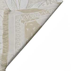 Cream Tulip Taffeta Lux Lightweighted Islamic Prayer Rug, Janamaz, Musallah, Sesallah, Sejadah, Carpet, Muslim Seccade, Islam Sajadah