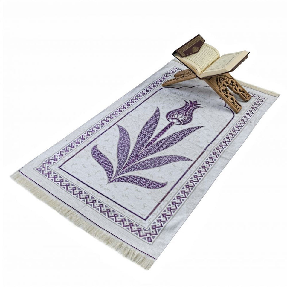 Purple Tulip Taffeta Lux Lightweighted Islamic Prayer Rug, Janamaz, Musallah, Sesallah, Sejadah, Carpet, Muslim Seccade, Islam Sajadah
