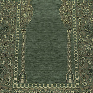 Green Aslisah Chenille Lightweighted Islamic Prayer Rug, Janamaz, Musallah, Sesallah, Sejadah, Carpet, Muslim Seccade, Islam Sajadah - islamicbazaar