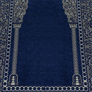 Blue Aslisah Chenille Lightweighted Islamic Prayer Rug, Janamaz, Musallah, Sesallah, Sejadah, Carpet, Muslim Seccade, Islam Sajadah - islamicbazaar