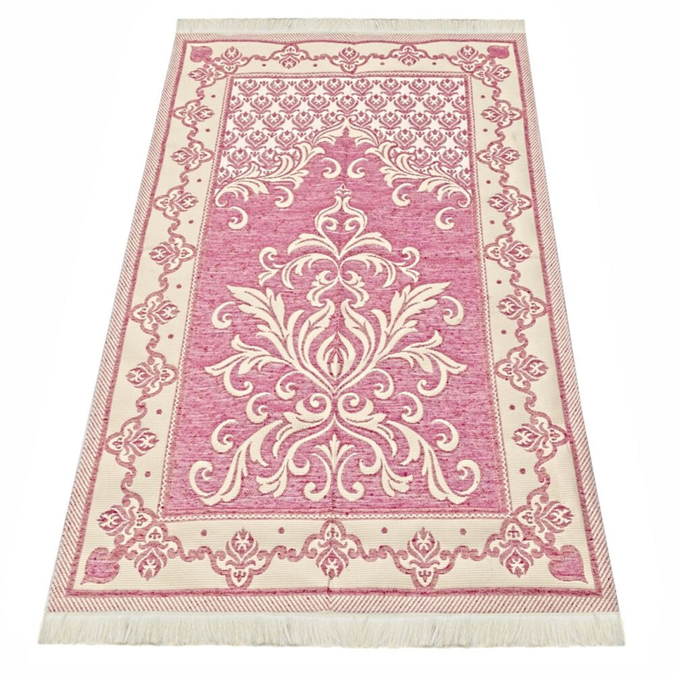 Pink Lux Cotton Taffeta Lightweighted Islamic Prayer Rug, Janamaz, Musallah, Sesallah, Sejadah, Carpet, Muslim Seccade, Islam Sajadah