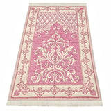 Pink Lux Cotton Taffeta Lightweighted Islamic Prayer Rug, Janamaz, Musallah, Sesallah, Sejadah, Carpet, Muslim Seccade, Islam Sajadah