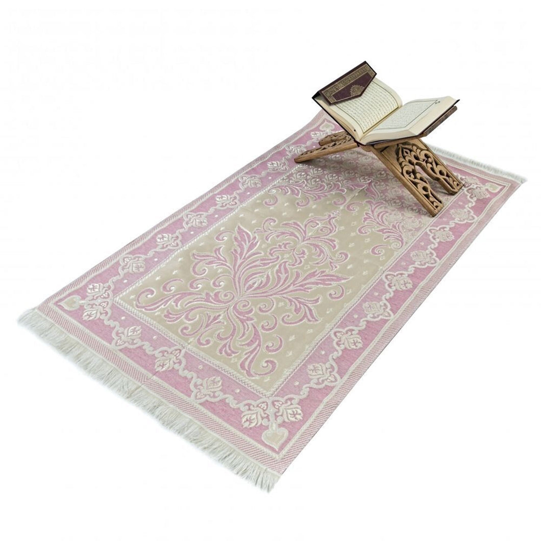 Pink Lux Cotton Taffeta Lightweighted Islamic Prayer Rug, Janamaz, Musallah, Sesallah, Sejadah, Carpet, Muslim Seccade, Islam Sajadah