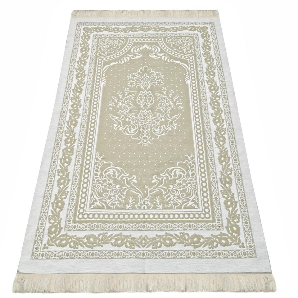 Lux Cotton Khaki Prayer Mat , Dainty Gift, Wedding Gift, Anniversary Gift, Prayer Rug, Dowries Janamaz, Muslim Gifts